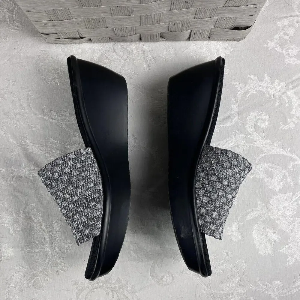 Nine West Womens Shoes Size 8.5 Silver Metaalic Textile Fabric Slide Wedge Heel - Picture 8 of 13